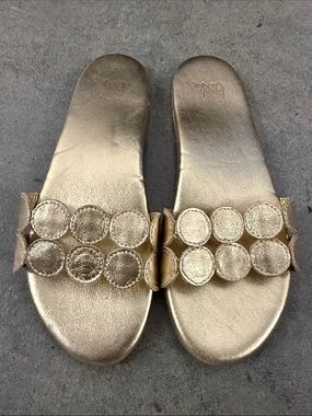 beek Gold Circle-Embellished Slide Sandals